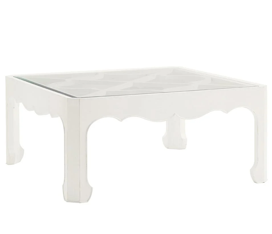 Tommy Bahama Home Ivory Key 543947 Cassava Cocktail Table with Glass